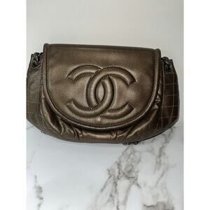 Chanel Quilted Caviar Leather Flap Bag in Metallic Bronze